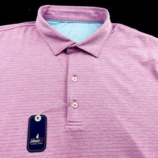 Johnnie O Performance Striped UPF 50 Polo Shirt Pink 2XL