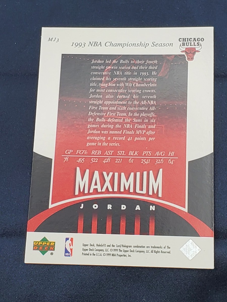 Michael Jordan 1999-00 Upper Deck HoloGrfx Maximum MJ3 Michael Jordan 1999-00 Upper Deck HoloGrfx Maximum MJ3