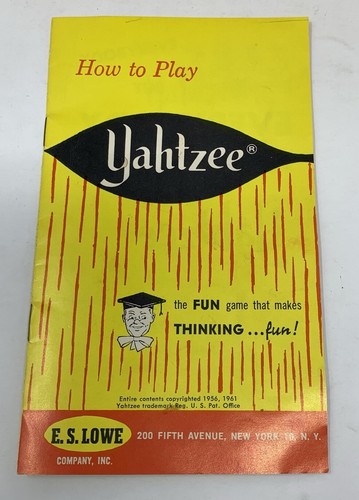 66 Jahre altes Yahtzee 2. Spiel ES Lowe Vintage 1961 original unbenutzt Inhalt in getragener Box - Bild 5 von 13