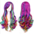 Colorful 80cm Long Curly Wigs Female Curly Hair Anime Cosplay Costume Hair