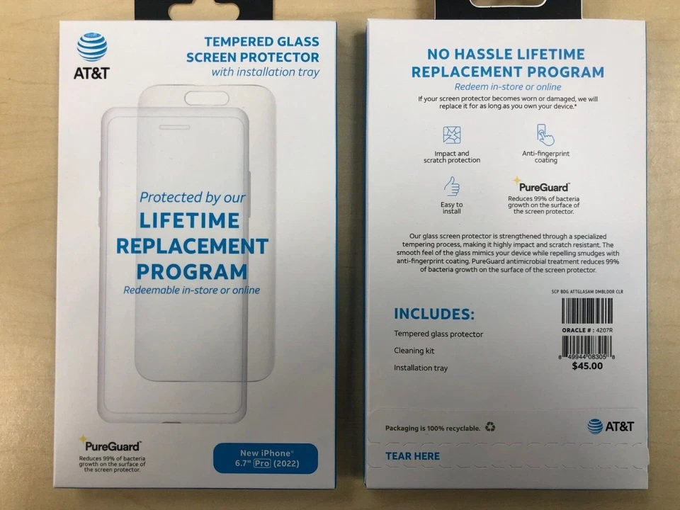 Protector de pantalla de vidrio templado AT&T para iPhone 14 / 14 Pro / 14+ / 14 Pro Max Foto 3 de 4