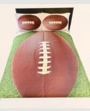 Football 5-Pc Kids Twin Bed Set Round Comforter 2 Pillowcases Fitted Flat Sheets