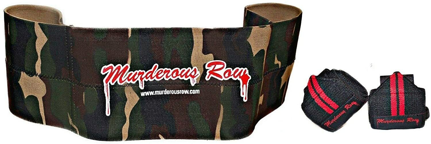 MURDEROUS ROW Bench Press Sling Shot DESERT STORM (XL) + Str8' Killa Wrist Wraps