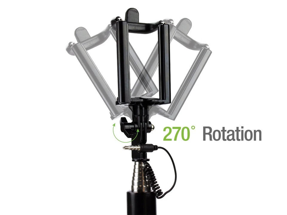 NEW Cellet Selfie Stick Extendable Wired Aux Cable with shutter button Black#526 - Image 2 of 4