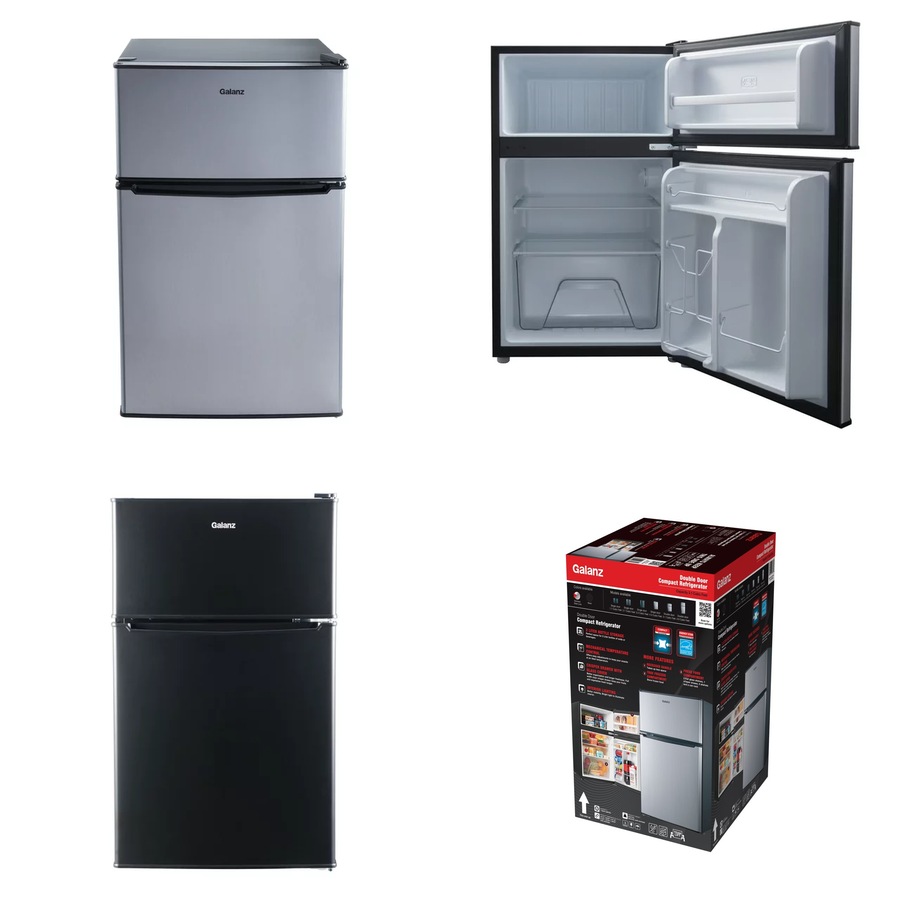 Cu Ft Two Door Mini Fridge w/ Freezer, Reversible Door, Dorm, Office,  Home