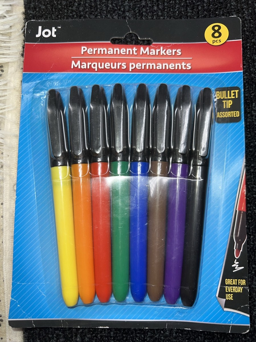 Permanent Markers by Jot Bullet Tip, Assorted Colors Brand New Set Of *NEW