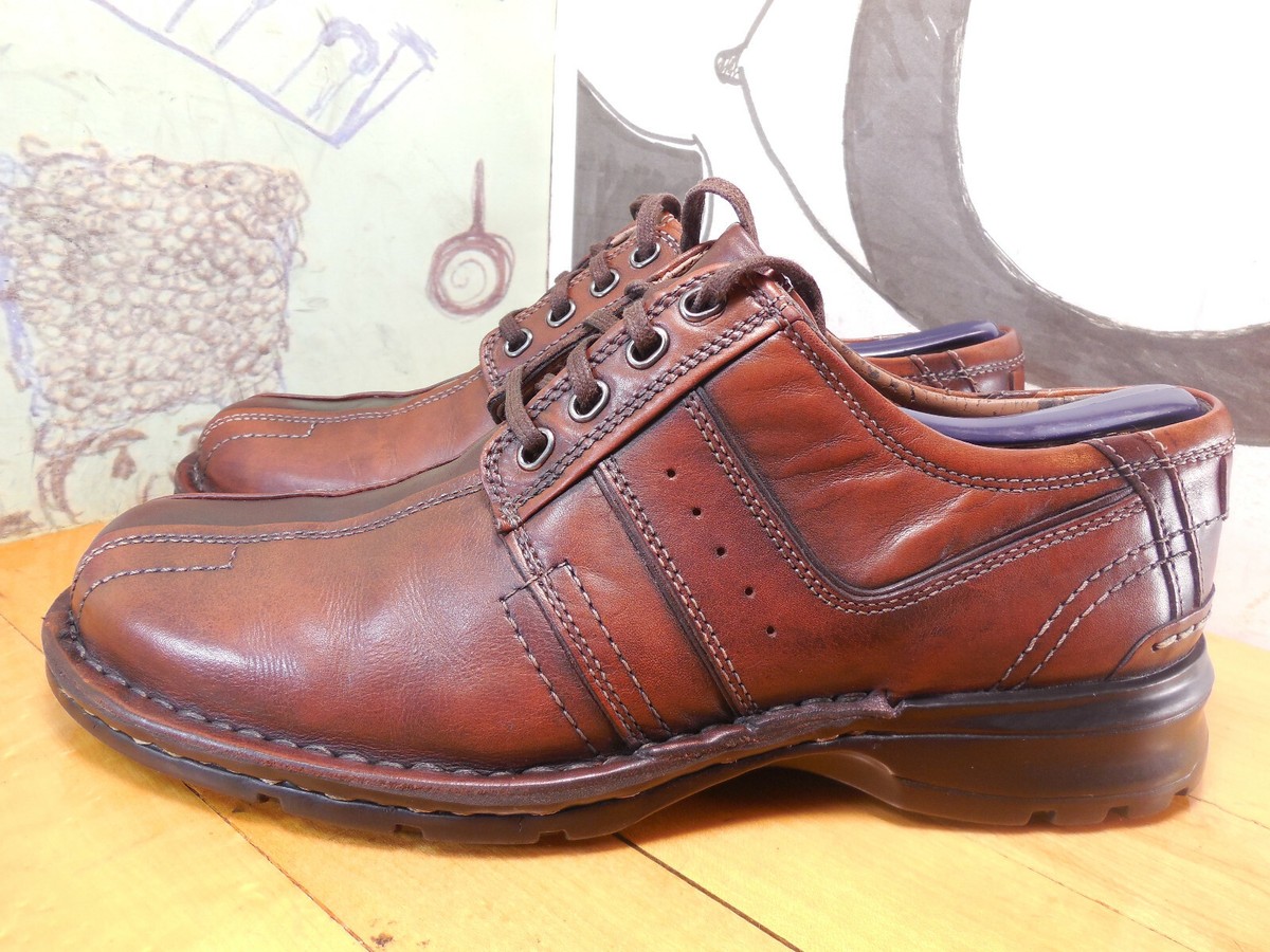 Clarks Oxford Shoes Mens 9M Brown Leather Lace Up Split Toe 70852 Clarks Brown Leather Casual Oxfords Men main image 3