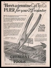 1928 Crescent Smith & Hemenway Tools 25¢ Cee Tee Company Pliers Vintage Print Ad