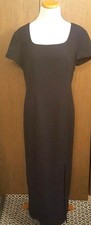 Worthington Womens Black Short Sleeve Long Dress Size 10 Shoulder Pads