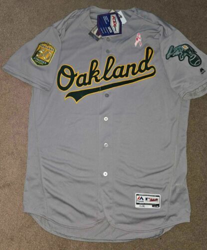 NWT Oakland Athletics Majestic Flex Base 2018 Mother's Day Authentic Jersey 48