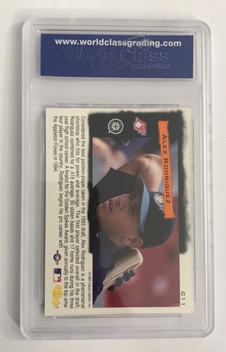 Tarjeta de novato Alex Rodriguez 1994 clásica crema de la cosecha #C11 WCG 10 GEMA graduada - Imagen 2 de 2