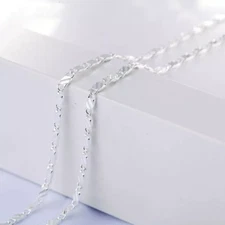 40-75CM 925 Sterling Silver 2mm Charm Chain Necklace Women Man Fashion Jewelry