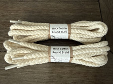 2 Pairs - Round Cotton Rope Shoe laces for Sneakers, Thick Braided Shoelaces
