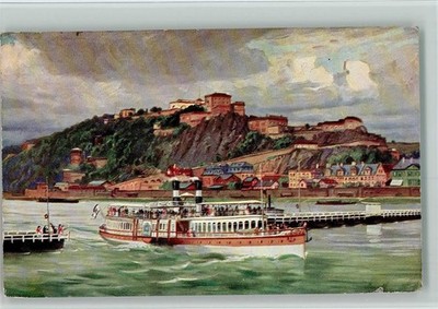 10501759 - F.E.D. Series 200 paddle steamer at Ehrenbreitstein Castle Postcard