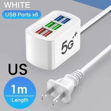 6-Port USB Fast Wall Charger  Multi-Function Desktop Charging Station