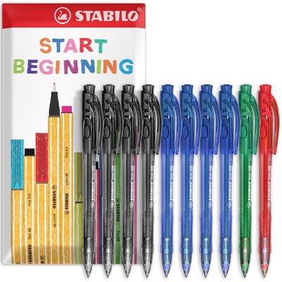STABILO liner 308 - Retractable Ballpoint Pen - Fine 0.7mm Nib Pens - Envelop...