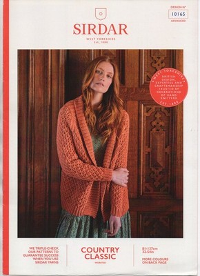 Sirdar Strickanleitung 10165 Cardigan Jacke in Country Classic Aran Garn NEU