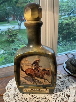 VTG Jim Beam Beams Choice Whiskey Decanter Frederic Remington The Cowboy 1970's
