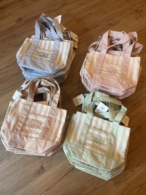 trader joes striped mini canvas tote bag set of 4
