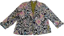 Silk Land Collection woman Multicolor Jacket Retro Long Sleeve Size 2X Vintage