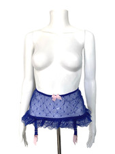 Agent Provocateur Eleanor Blue Pink Star Garter Belt Suspender Skirt Sz. 2