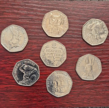 Beatrix Potter UK 50p Coin Job Lot incl Peter Rabbit, Tom Kitten, Benjamin Bunny