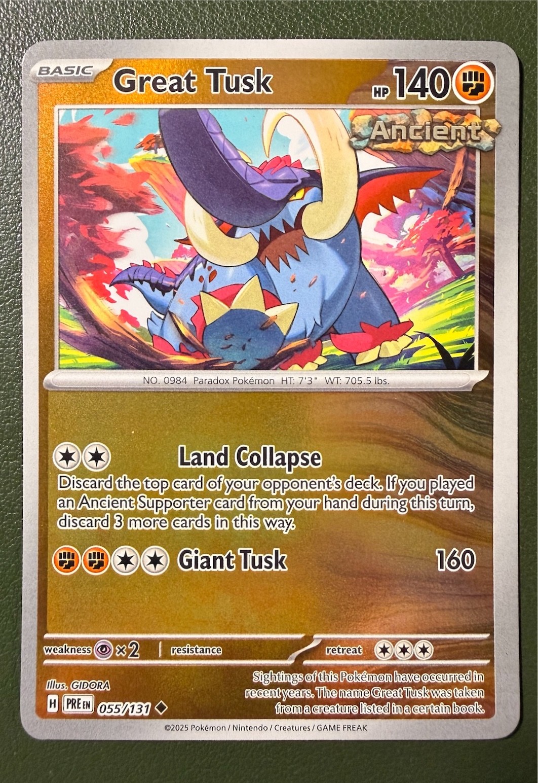 Pokemon TCG Great Tusk 55/131 Prismatic Evolutions SV8.5 Reverse Holo NM