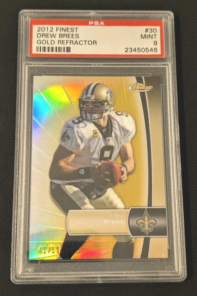 2012 Topps Finest Drew Brees #30 Gold Refractor #14/50 PSA 9 New Orleans Saints  - Image 4 of 4