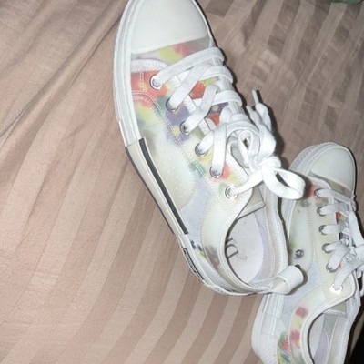 Dior Men's White Multicolor Logo Colorblock Lace Up Casual Sneakers