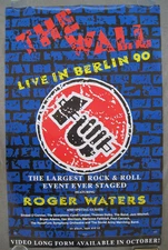 VTG 1990 THE WALL LIVE IN BERLIN w ROGER WATERS PINK FLOYD PROMO POSTER 24x38"