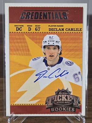 2024-25 Upper Deck Credentials Retro Debut Ticket Access Declan Carlile Auto RC