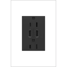 Adorne 15 Amp 125-Volt Dual USB Plus-Size Duplex Outlet, Graphite
