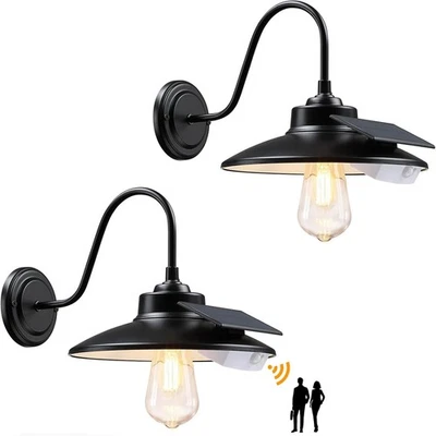 UMEXUS 2 Pack Outdoor Solar Barn Light Motion Sensor Wall Light Waterproof Porch Light