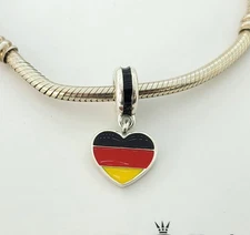 Authentic PANDORA Germany Heart Flag 791545ENMX charm w/Box