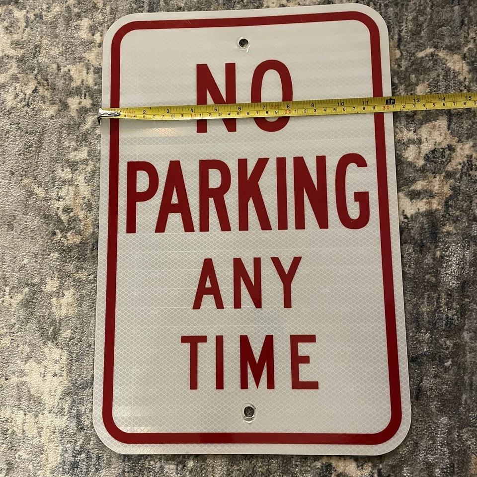 Vintage DOT Retired 'NO PARKING ANY TIME' Metal Road Sign Highway Heavy 18"x12" - Image 2 of 4
