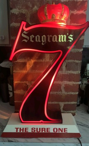 Rare Vintage Seagram's 7 Whiskey Lighted Sign Large Bar Alcohol Display