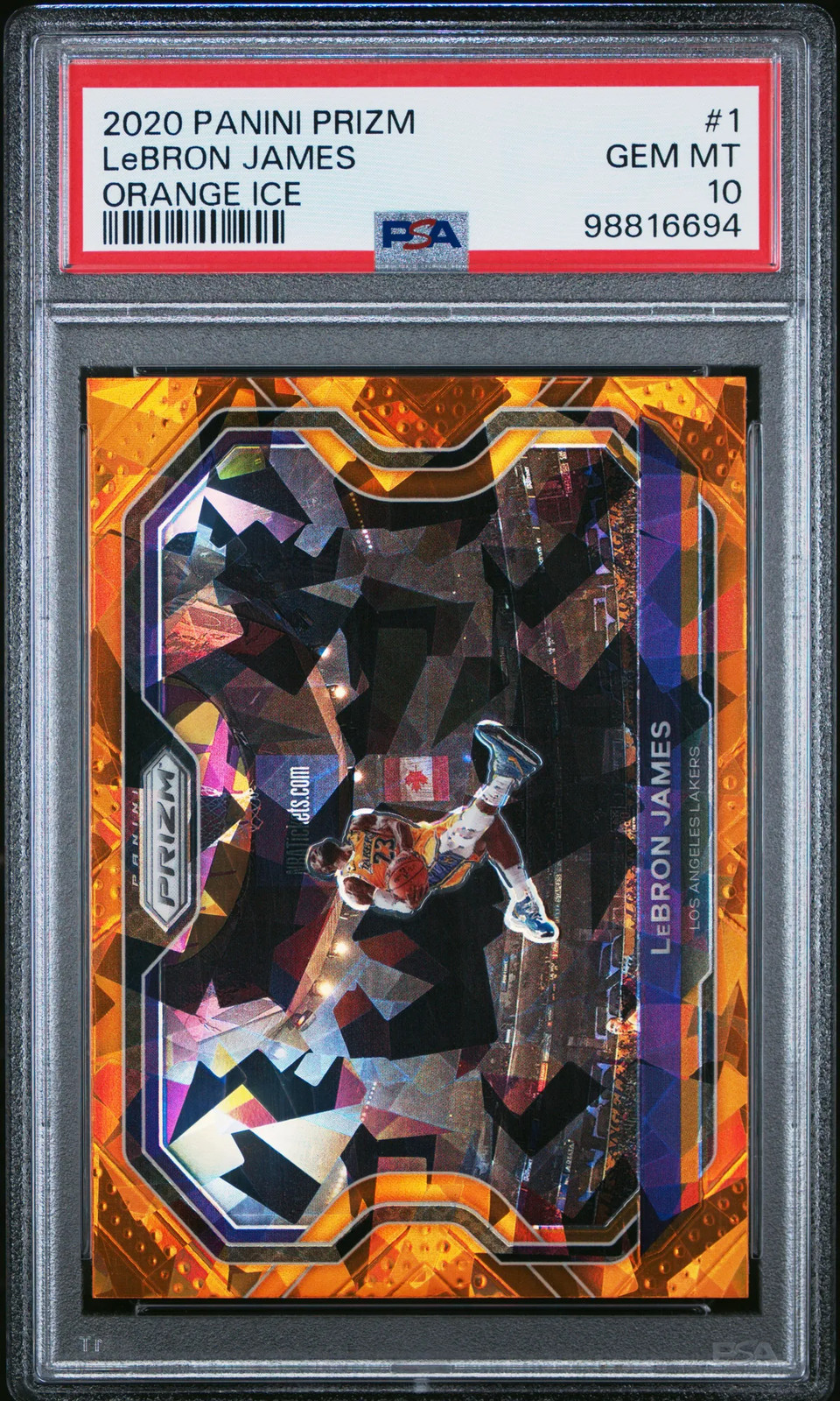 2020 Panini Prizm LeBron James Orange Ice #1 PSA 10