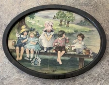 Meta Grimball,Bessie Pease Gutmann Bridge Party Print Oval Frame Antique Child