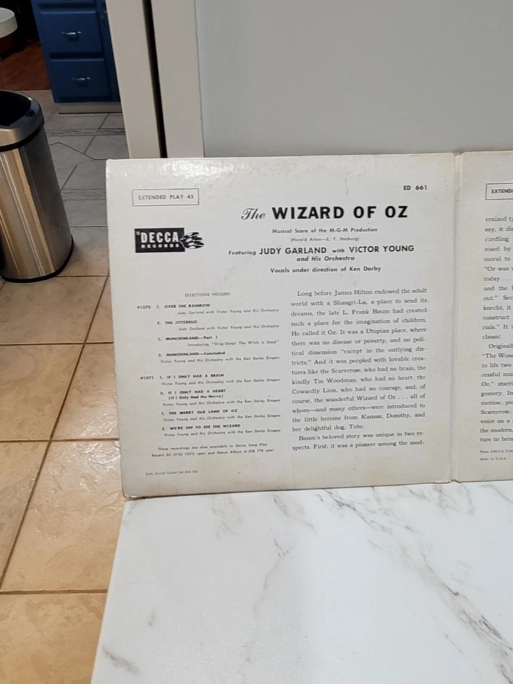 VERY RARE WIZARD OF OZ 45 Ext Play Decca Music 1954 If I Only Had A Brain & More Foto 4 de 4