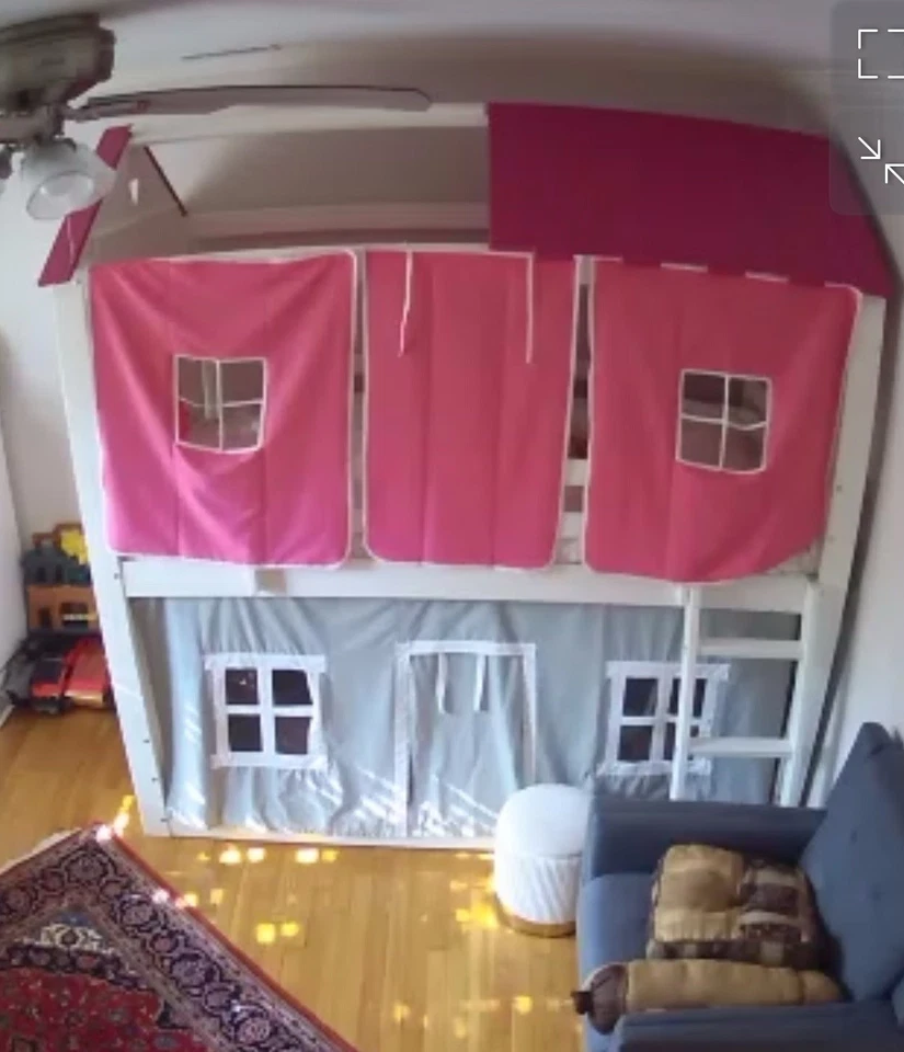 Twin Loft Bunk Bed W/Pink and Grey Tent BUNKBED 2 X Free Mattress Free Cover - Image 2 of 4