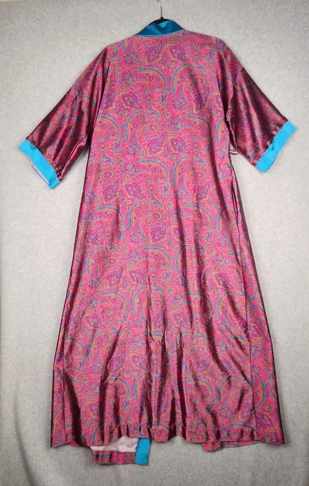 Bata Vintage Exclusively Yours Talla 1X Rosa Turquesa Estampado Paisley Psicodélico Foto 2 de 4