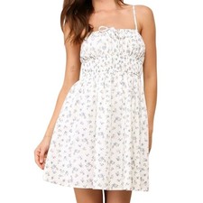 Lulus Darling Mindset Ivory Floral Print Sleeveless Mini Dress Size Medium