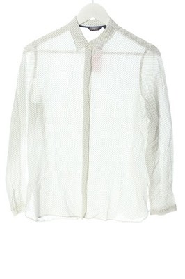 MASSIMO DUTTI Langarmhemd Damen Hemd Gr. DE 42 weiß-dunkelblau Business-Look