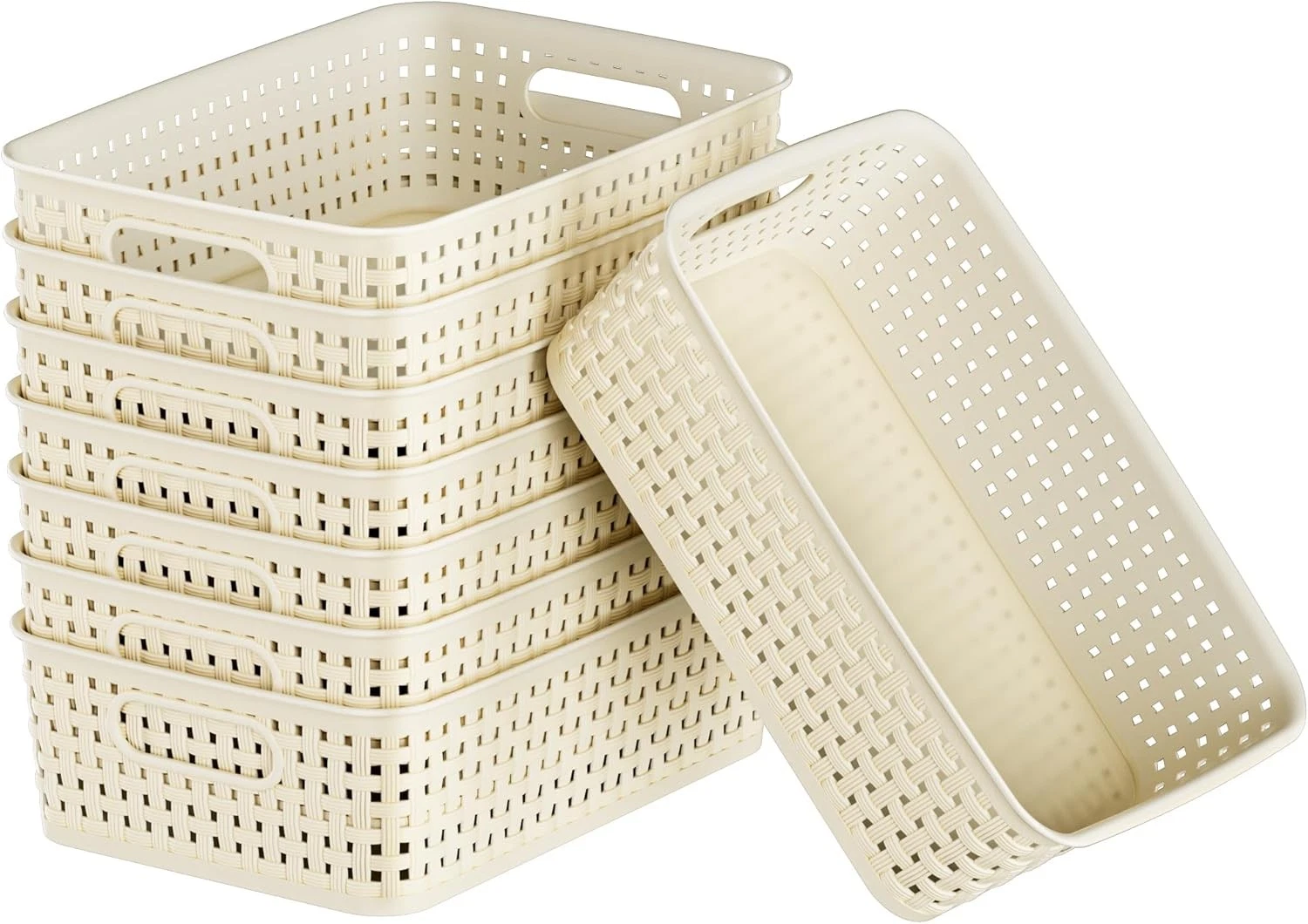 White Plastic Basket, 8 Pack Home Organization and Storage 8 Large