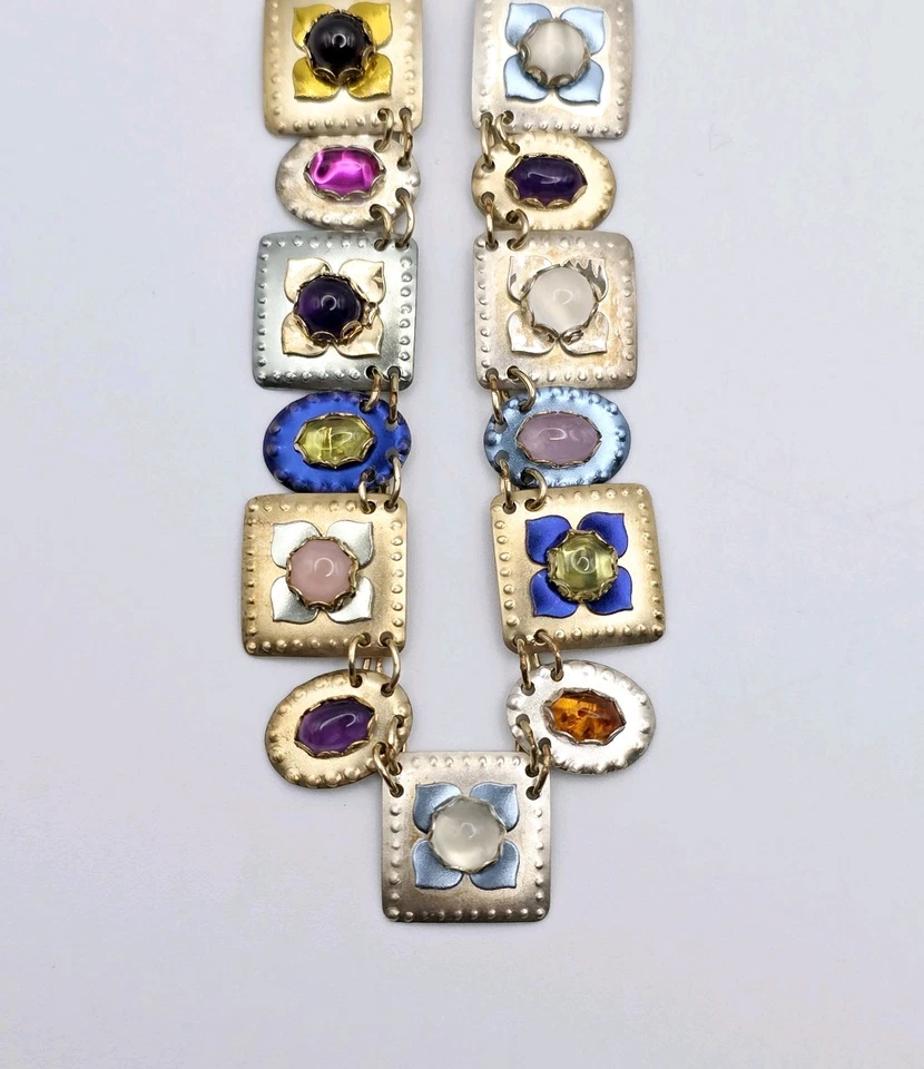 Holly Yashi Niobio 14k Oro Lleno Multi Piedras Preciosas Collar Pulsera Conjunto Raro Foto 3 de 4