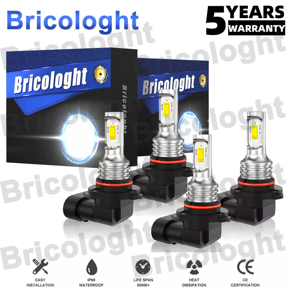 9006 9005 LED Headlight KIT Combo Bulbs 10000K High Low Beam Super