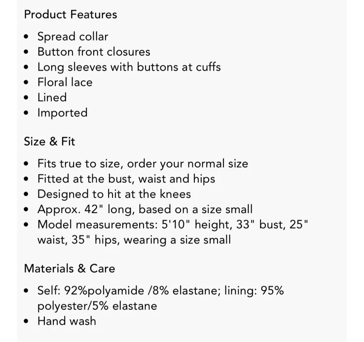 Vestido Generation Love Mujer Talla Pequeña Lorene Encaje L/S Negro Perla Botones Foto 4 de 4