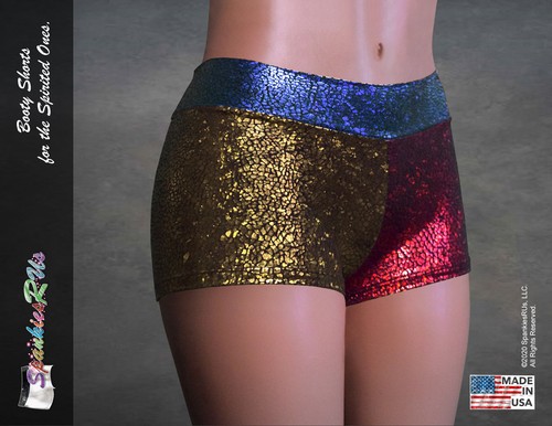 NEW! Harley Quinn Inspired Red/Blue/Gold Combo Booty Shorts! | eBay