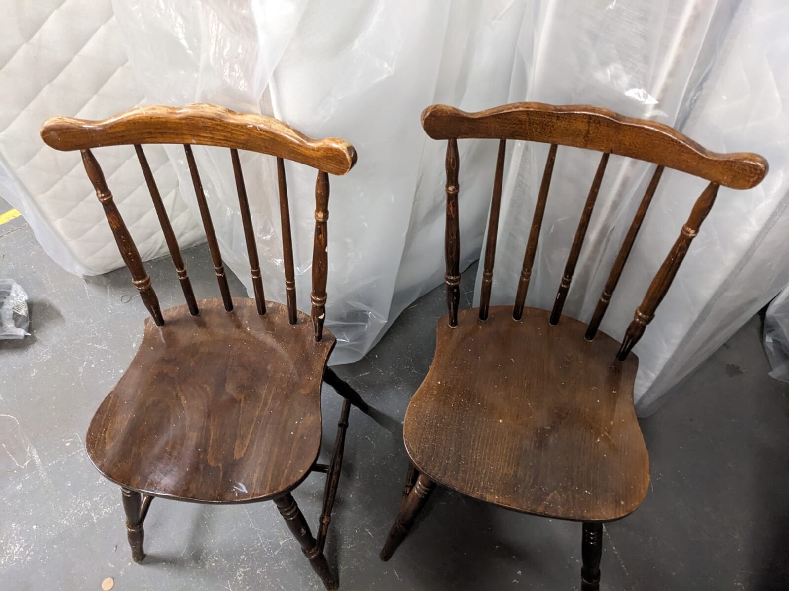 2x dark wood dining chairs CS C82 eBay