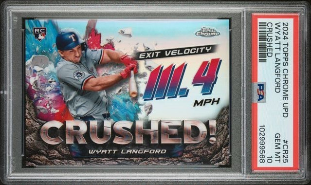 💎2024 Topps Chrome Update Crushed! SSP #CR-25 Wyatt Langford RC PSA 10💎